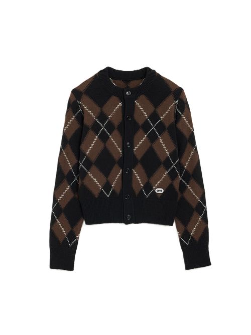 cardigan girocollo Ami Paris | FKC400.KN0202A352BLACK/CHOCOLATE